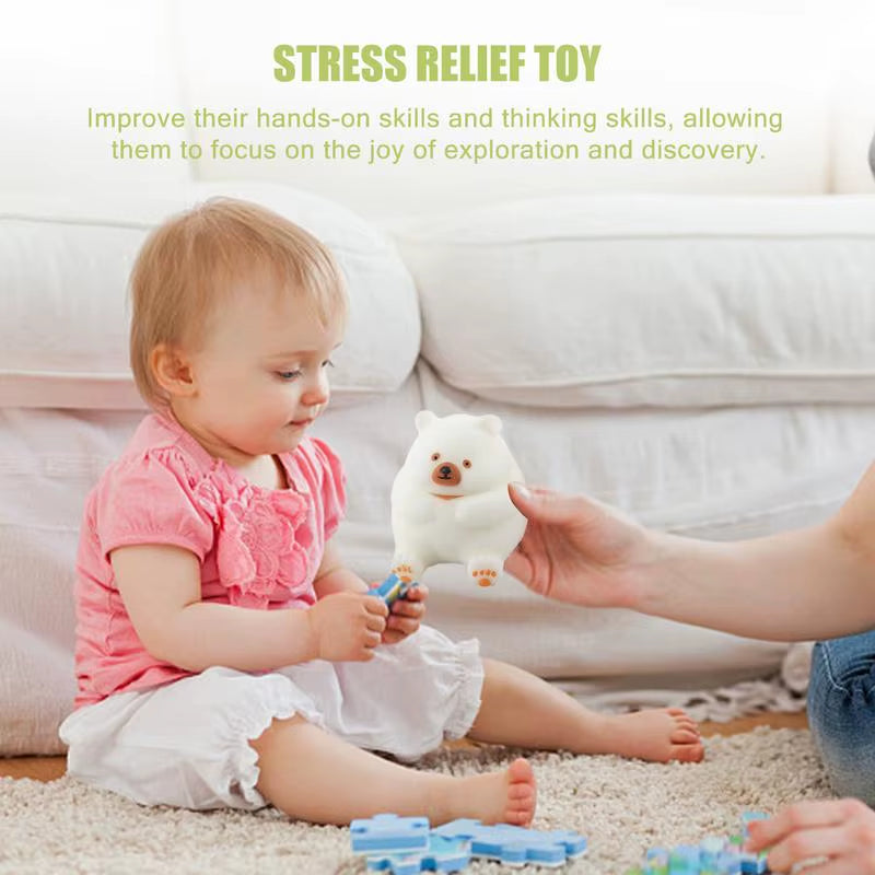Sensory Stress Toys Squeeze Fidget Toys for Kids Mochi Squeeze Animal Toys Grab and Snap Finger Sensory Toy Slow Rising Bear Toy