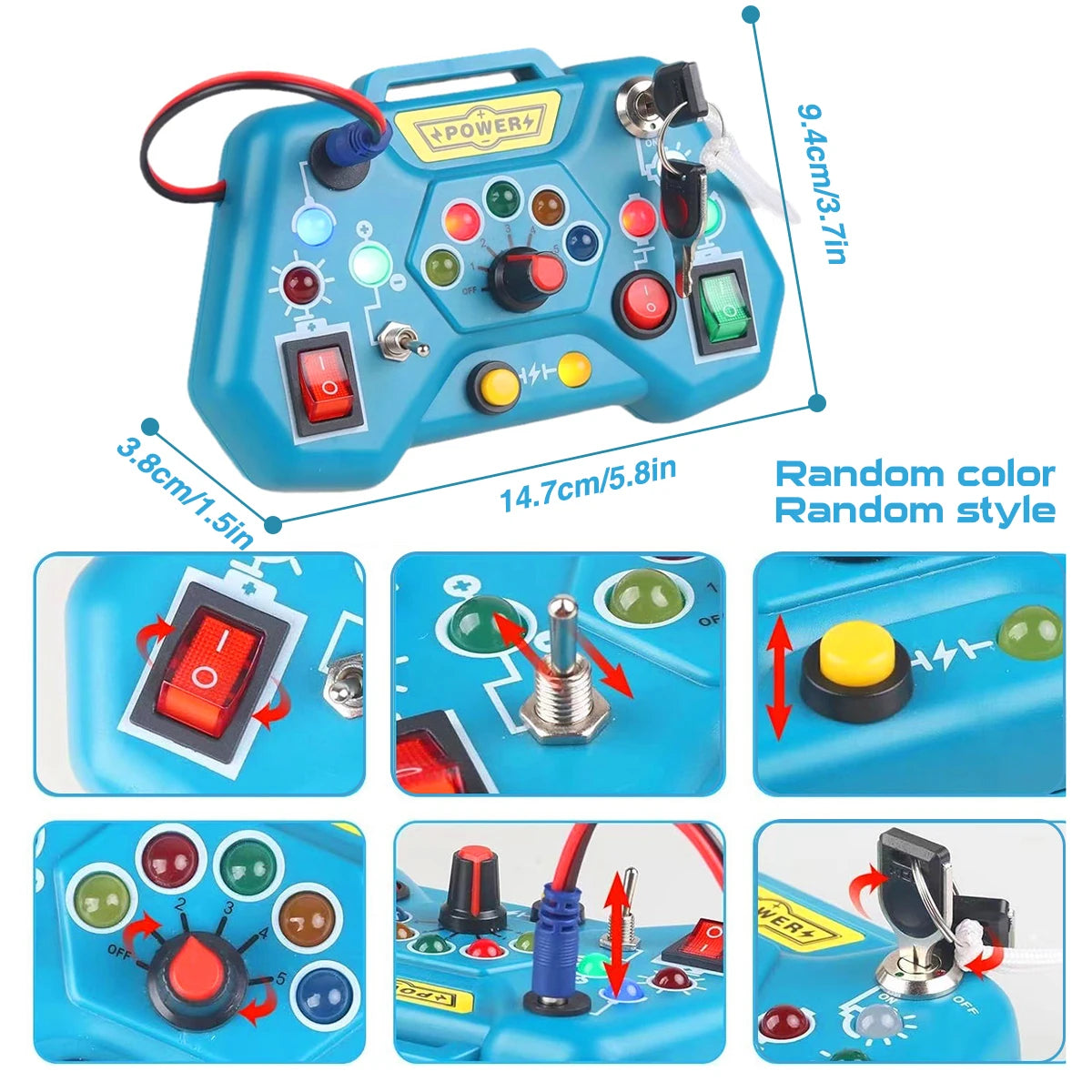 Montessori Busy Board Sensory Toys with LED Light Switch Control Board Travel Activities Children Games for 2-4 Years Old