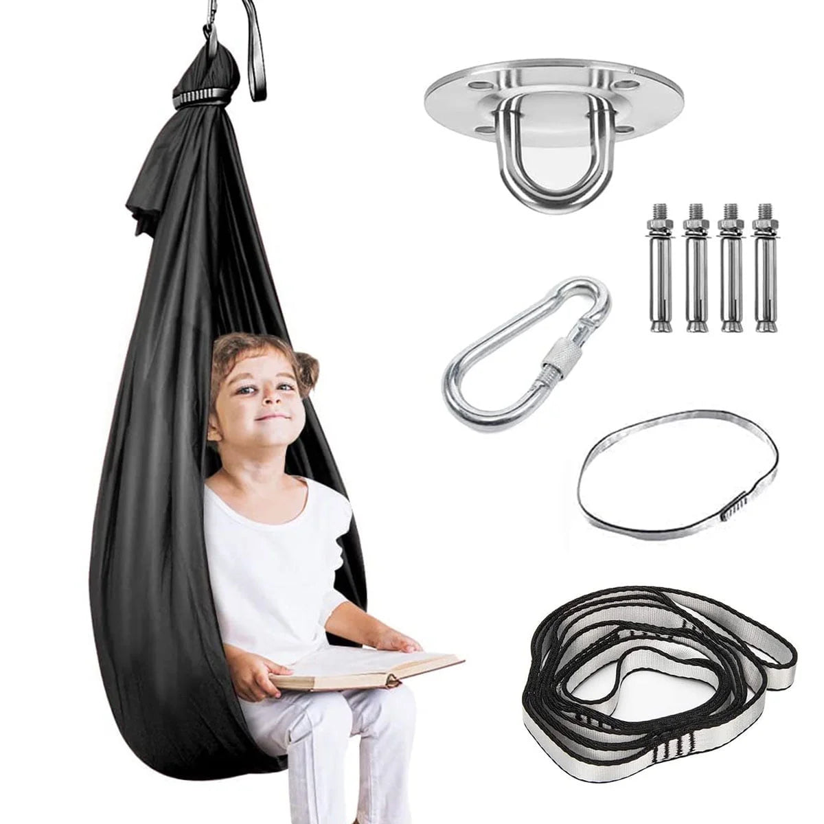 Sensory Swing for Kids with Special Needs - Therapy Swing Cuddle Swing Indoor Outdoor Hammock - Hardware Included - Autism, ADHD, Aspergers, Sensory Integration - Child & Adult