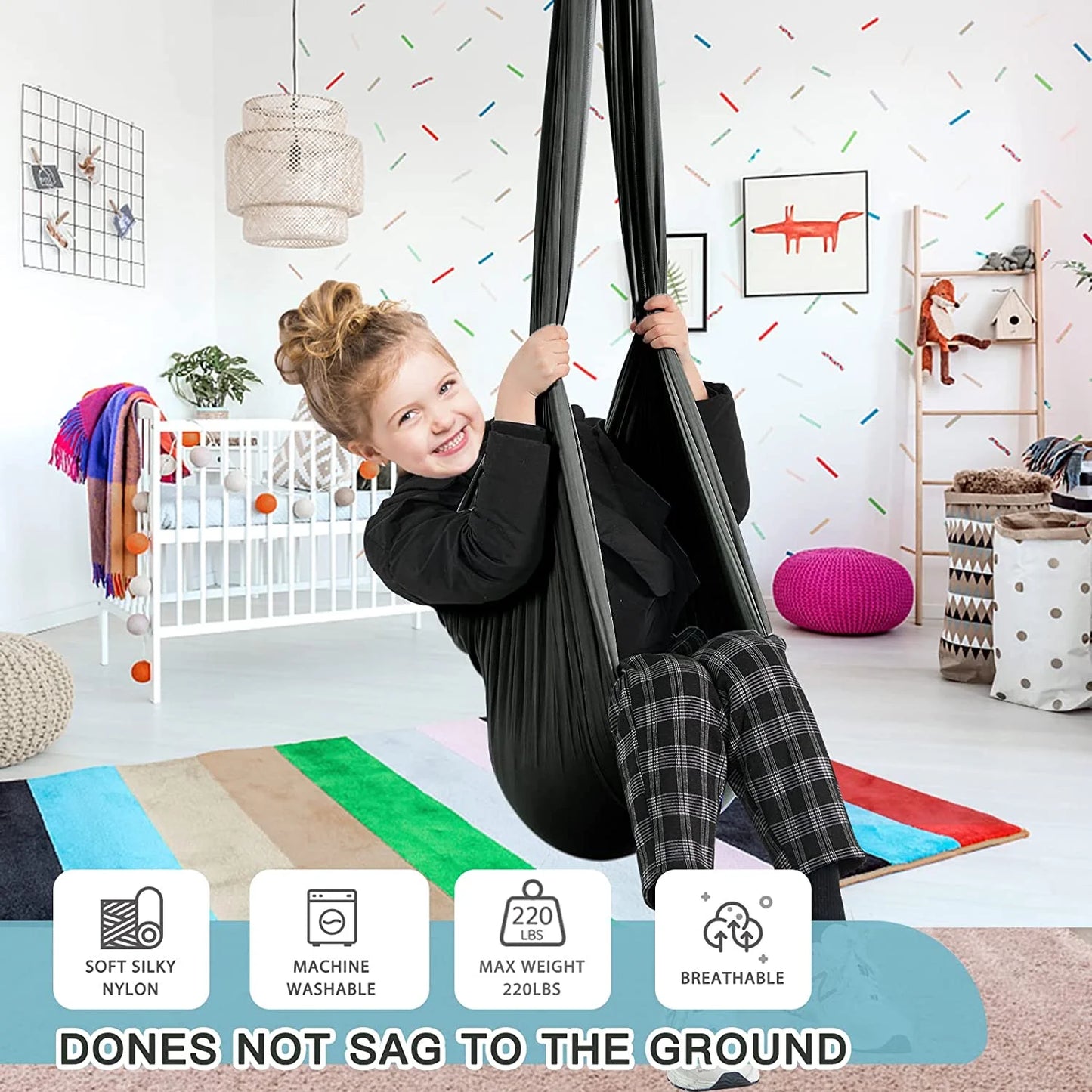Sensory Swing for Kids with Special Needs - Therapy Swing Cuddle Swing Indoor Outdoor Hammock - Hardware Included - Autism, ADHD, Aspergers, Sensory Integration - Child & Adult