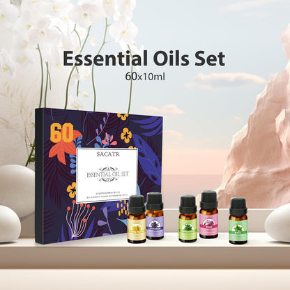 Essential Oil Set - Perfect for Diffuser, Massage, Soap, Candle, Bath Bombs Making, 60X10Ml(0.33Fl.Oz)