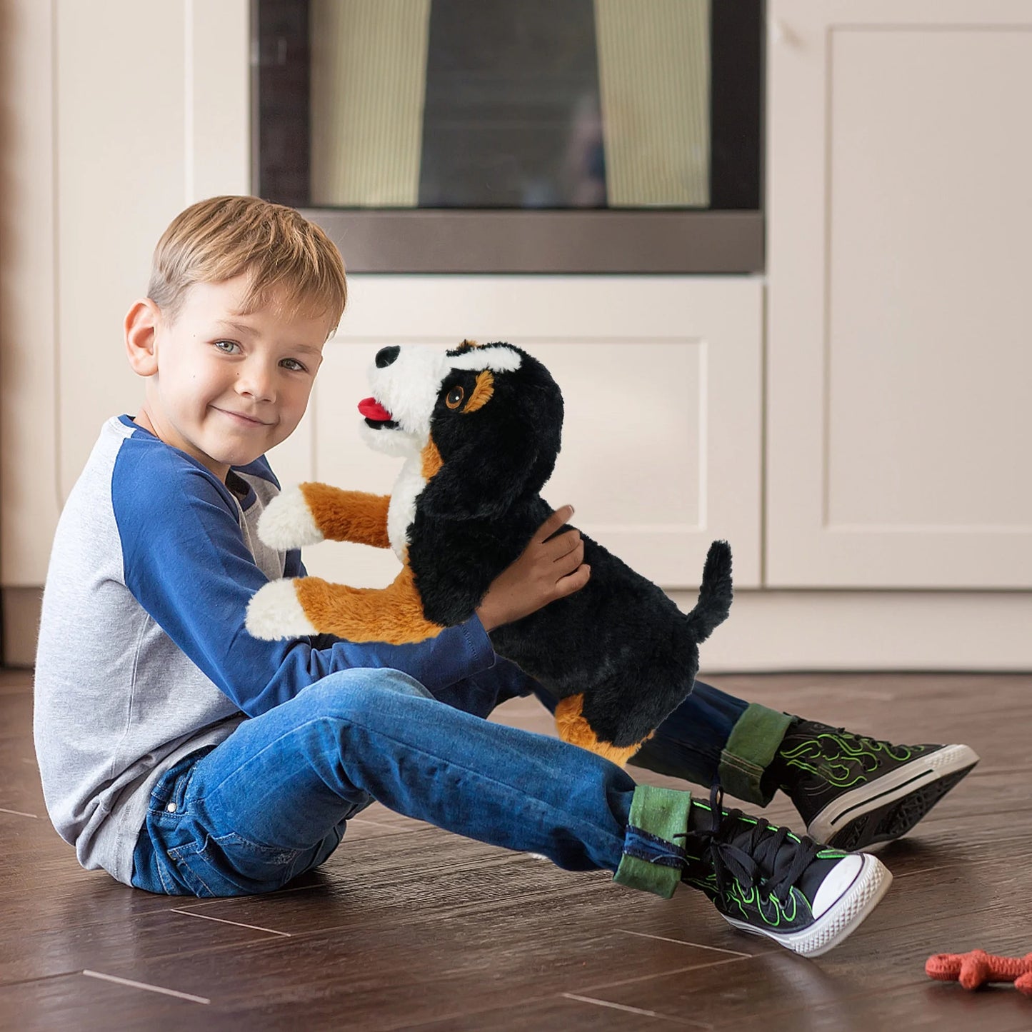 21 in Dog Plush Stuffed Animal, Large Black, Brown and White Retriever